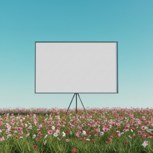 Ein Human Rockstars Vision Board auf einer Blumenwiese.