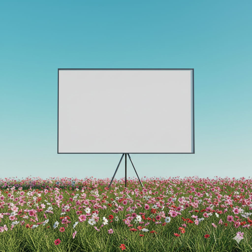 Ein Human Rockstars Vision Board auf einer Blumenwiese.